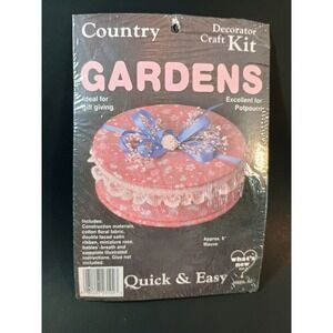 Vtg 80s Country Gardens Craft Kit DIY Potpourri Holder 6" Mauve Cottagecore
